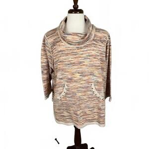 Multiples Cozy Multi-Color Cowl Neck Sweater - Size 3X